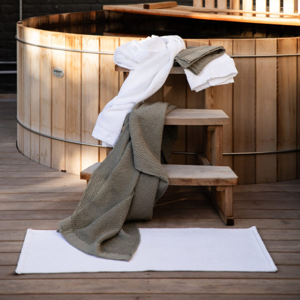 Tapis de bain uni Etia Neige 54 x 110 Tapis de bain La Vallée du blanc