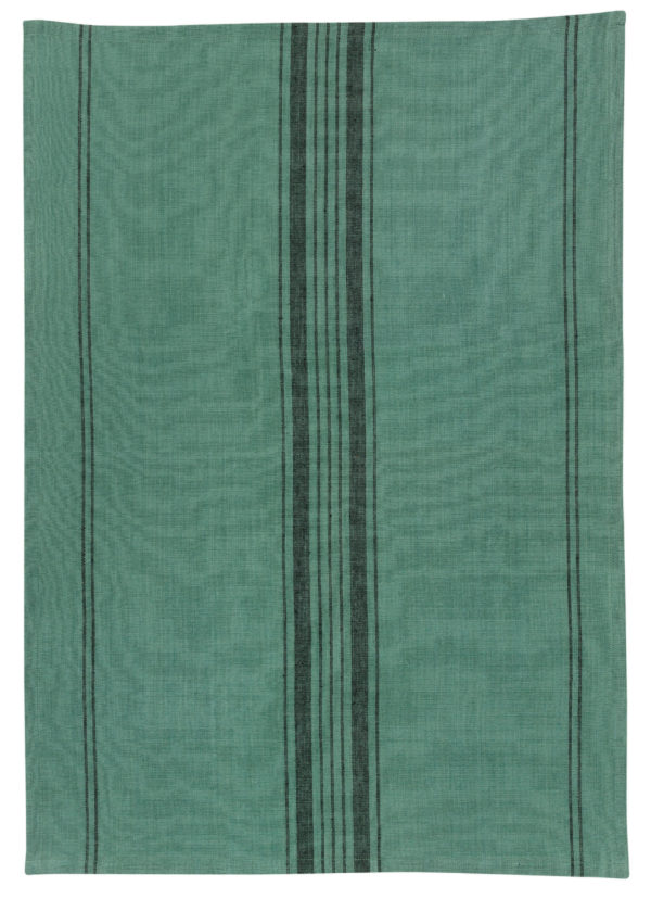Torchon Metis Kilia rayures Vert de gris 50 x 70 Torchons La Vallée du blanc