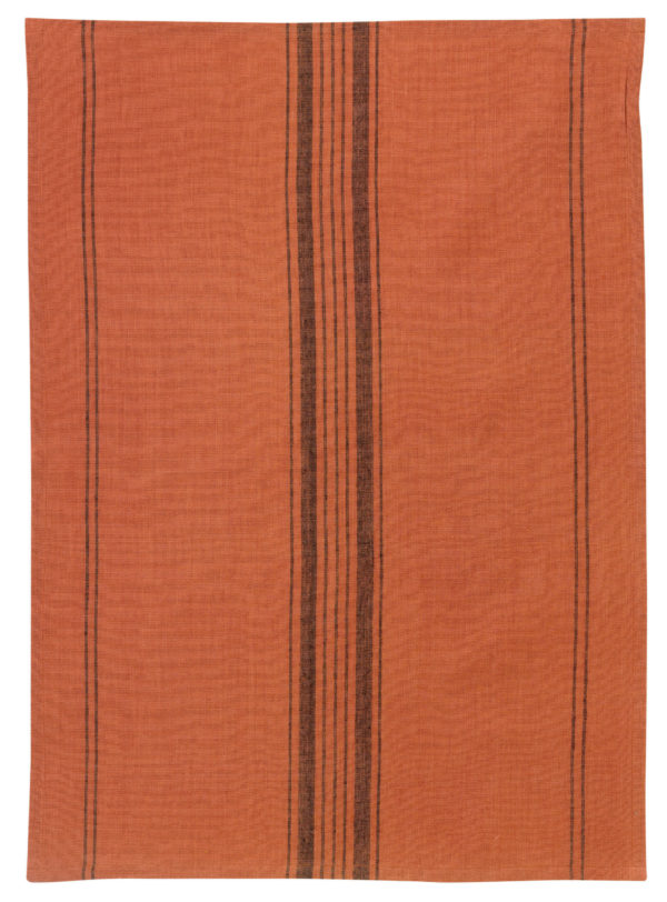 Torchon Metis Kilia rayures Brique 50 x 70 Torchons La Vallée du blanc