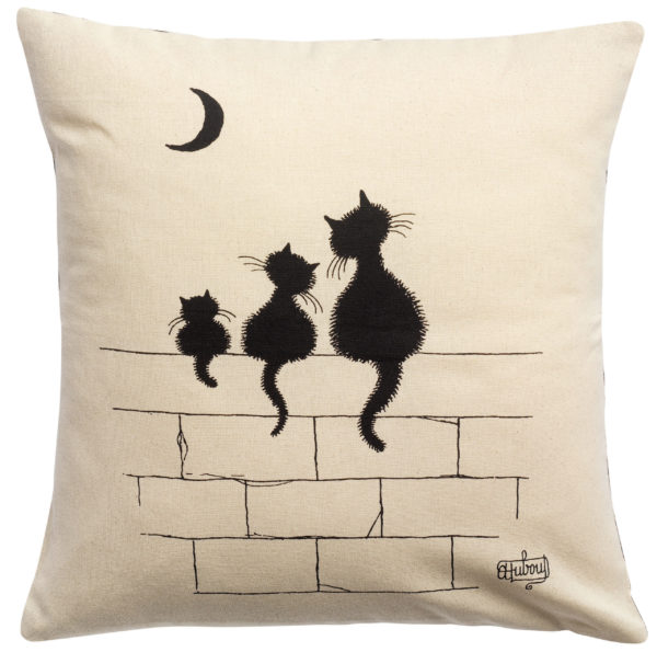 Coussin Dubout 3 chats Ecru 45 x 45 Coussins La Vallée du blanc