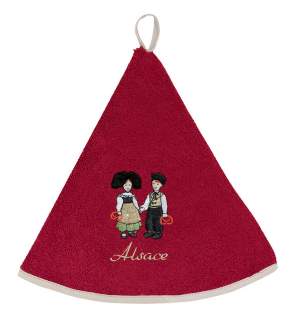 Essuie-mains rond Brode Couple Enfants Rouge Diamètre 60 cm Essuie-mains La Vallée du blanc