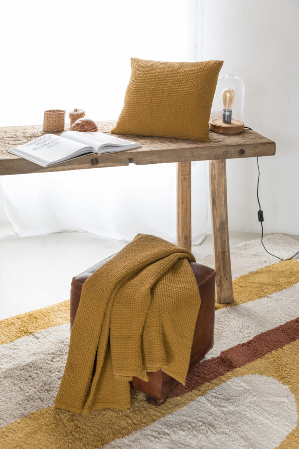 Coussin stonewashed Maia Bronze 45 x 45 Coussins La Vallée du blanc