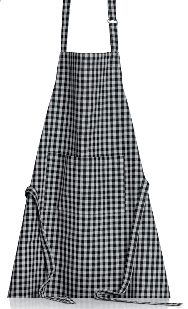 Tablier de cuisine recyclé Billie Noir/gris 80 x 85 Tabliers La Vallée du blanc