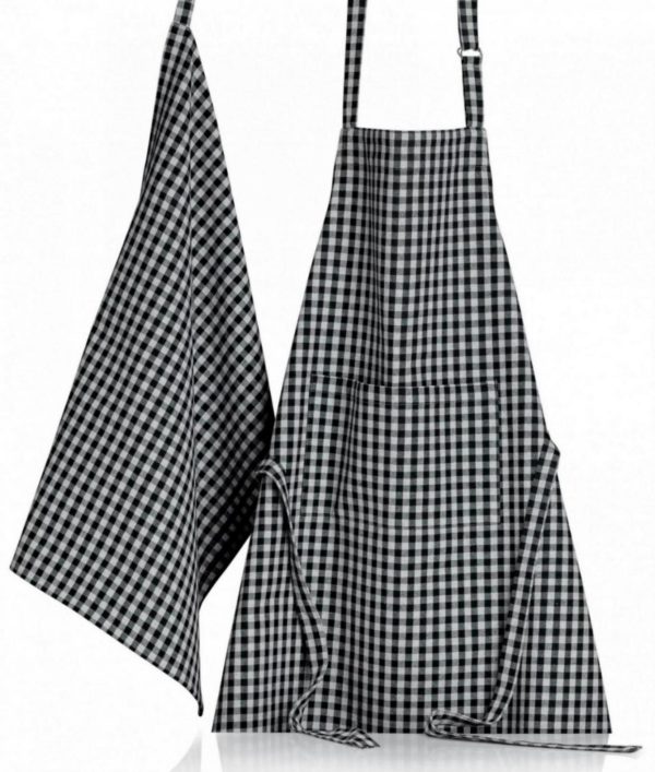 Tablier de cuisine recyclé Billie Noir/gris 80 x 85 Tabliers La Vallée du blanc