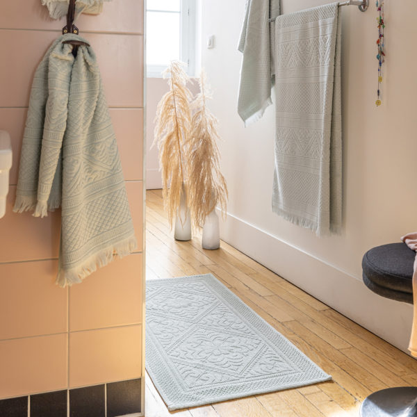 Tapis de bain uni Enzo Jade 54 x 64 Tapis de bain La Vallée du blanc