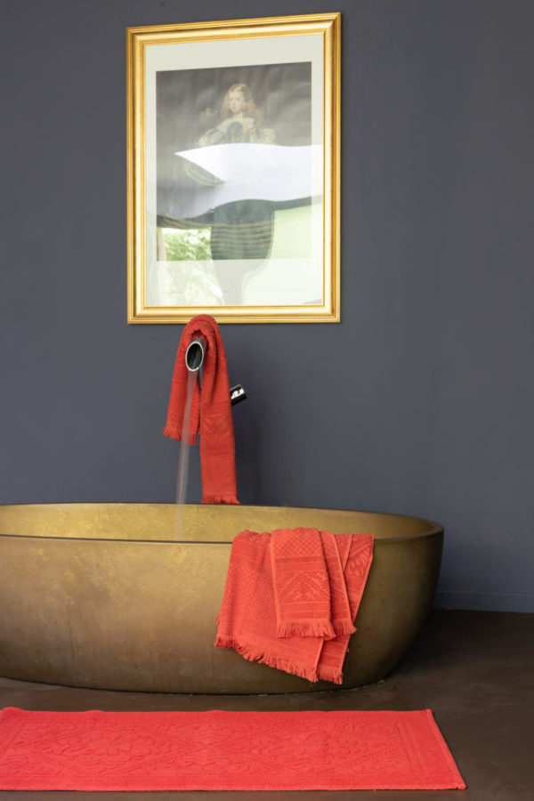 Tapis de bain uni Enzo Brique 54 x 110 Tapis de bain La Vallée du blanc