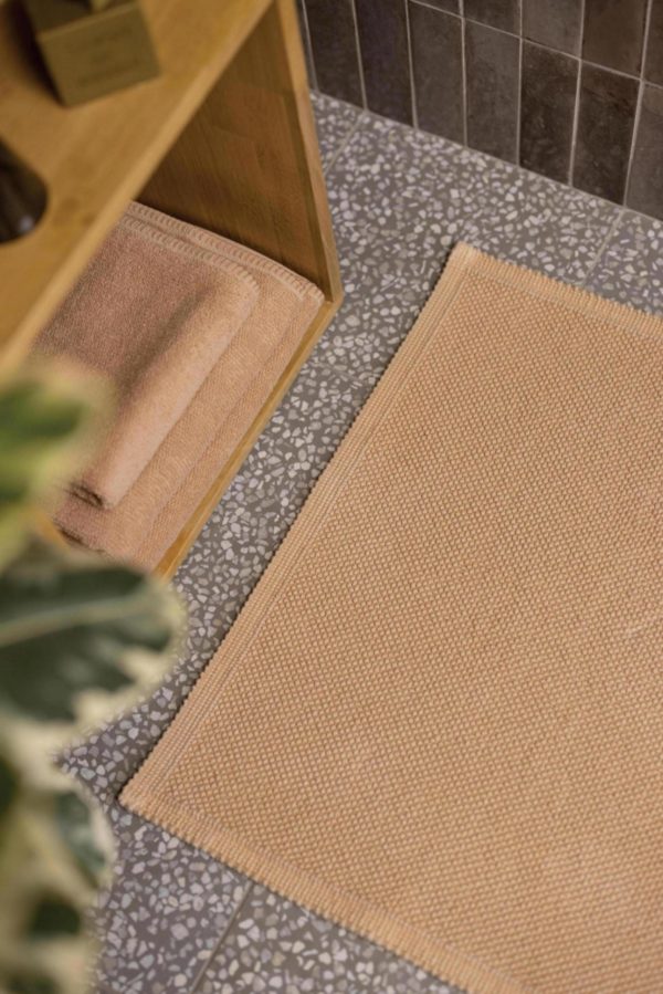 Tapis de bain uni Etia Latte 54 x 110 Tapis de bain La Vallée du blanc