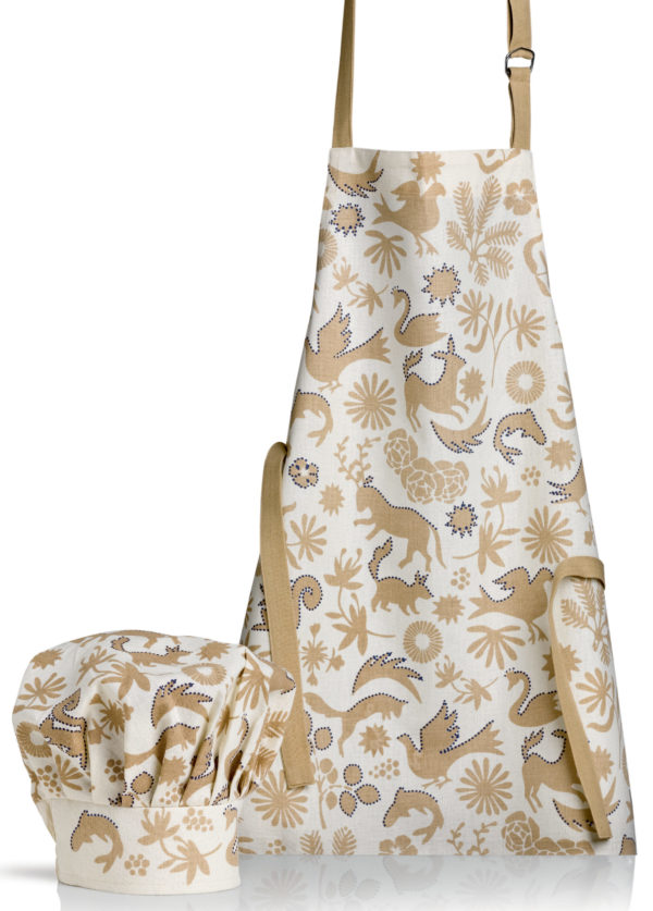 Tablier de cuisine et toque en coton bio Pandi Naturel 52 x 63 Tabliers La Vallée du blanc