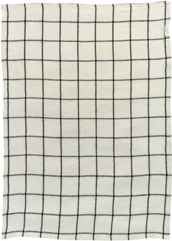 Torchon Carreaux Karma Ecru/noir 55 x 75 Torchons La Vallée du blanc