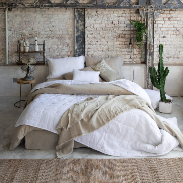 Jeté de lit Stonewashed Zeff Blanc 180 x 260 Jetés de lit La Vallée du blanc