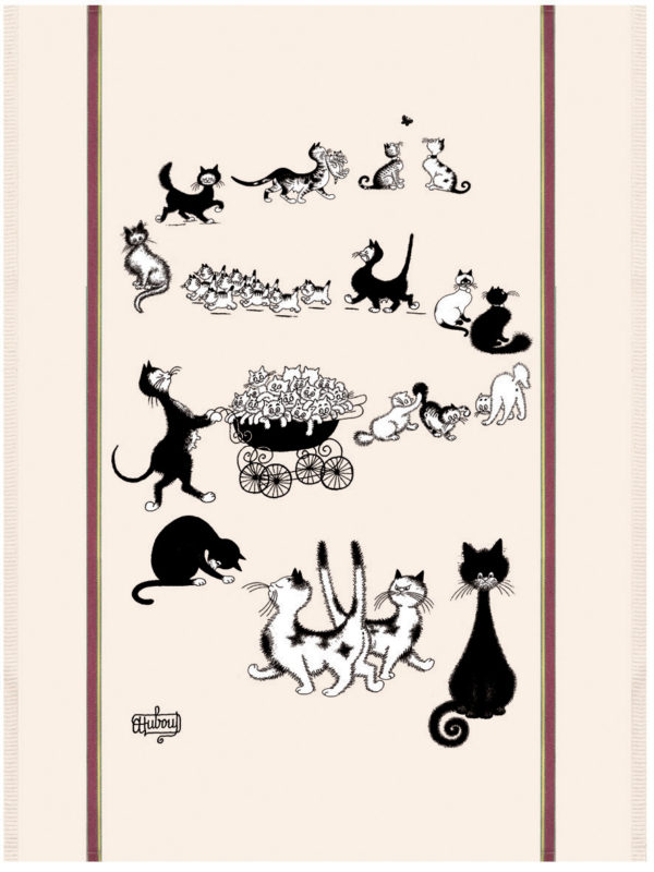 Grand Torchon Dubout Multi-Chats Ecru 60 X 80 Torchons La Vallée du blanc