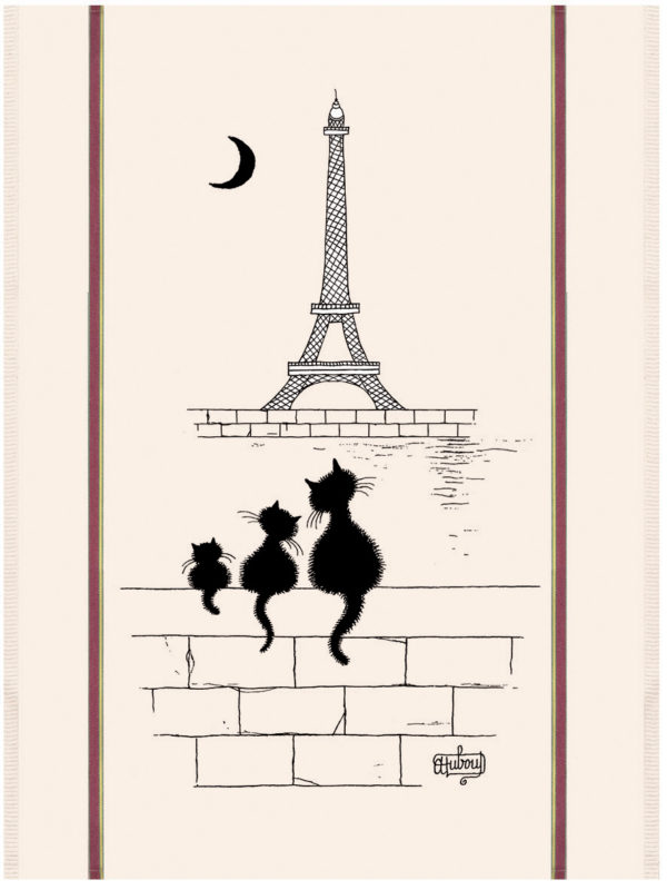 Grand Torchon Dubout Chats Tour Eiffel Ecru 60 X 80 Torchons La Vallée du blanc