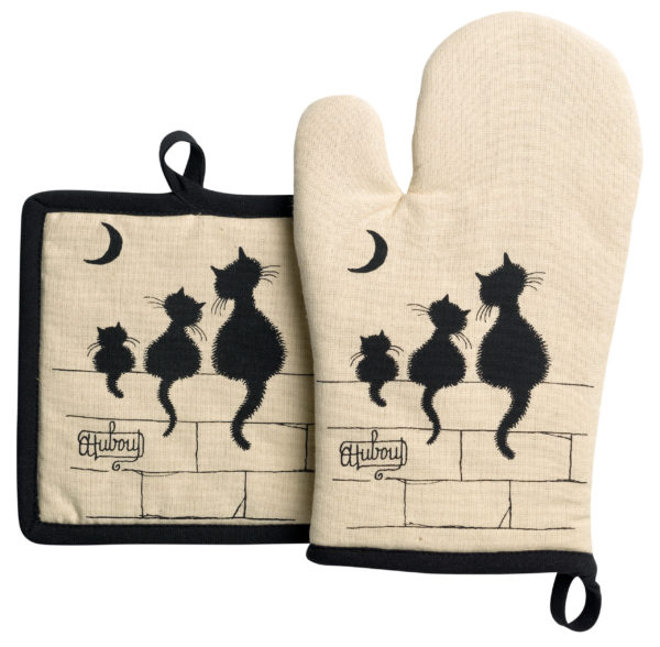 Lot gant/manique Dubout 3 chats Beige 18 x 28 Gants de cuisine La Vallée du blanc