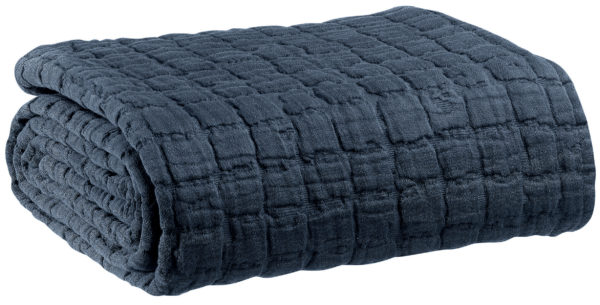 Couvre-lit stonewash Swami Marine 180 x 260 Couvre-lits La Vallée du blanc