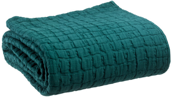 Couvre-lit stonewash Swami Pétrole 240 x 260 Couvre-lits La Vallée du blanc