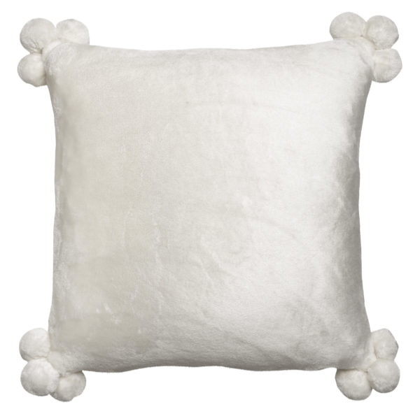 Coussin Tender pompons Neige 45 x 45 Coussins La Vallée du blanc