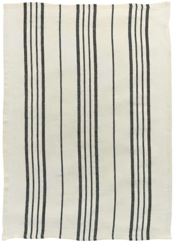 Torchon Rayé Karma Ecru/noir 55 x 75 Torchons La Vallée du blanc