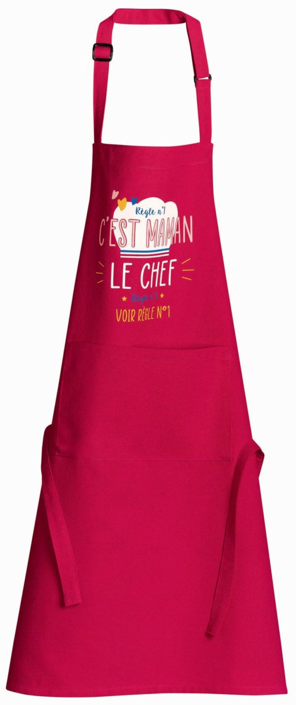 Tablier de cuisine Chef maman recyclé Rose 72 x 90 Tabliers La Vallée du blanc