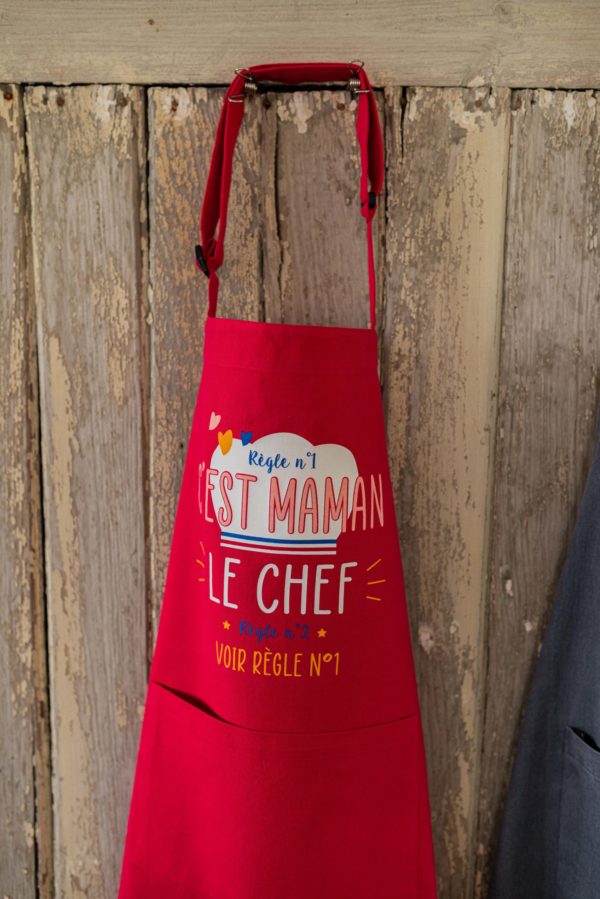 Tablier de cuisine Chef maman recyclé Rose 72 x 90 Tabliers La Vallée du blanc