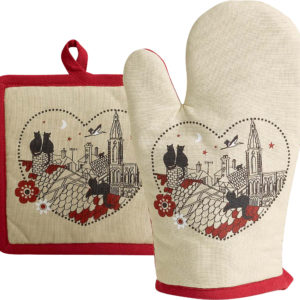 Gant de cuisine/Manique Chats Coeur Beige 18 x 28 Gants de cuisine La Vallée du blanc