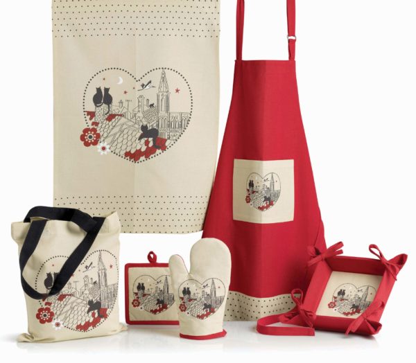 Gant de cuisine/Manique Chats Coeur Beige 18 x 28 Gants de cuisine La Vallée du blanc