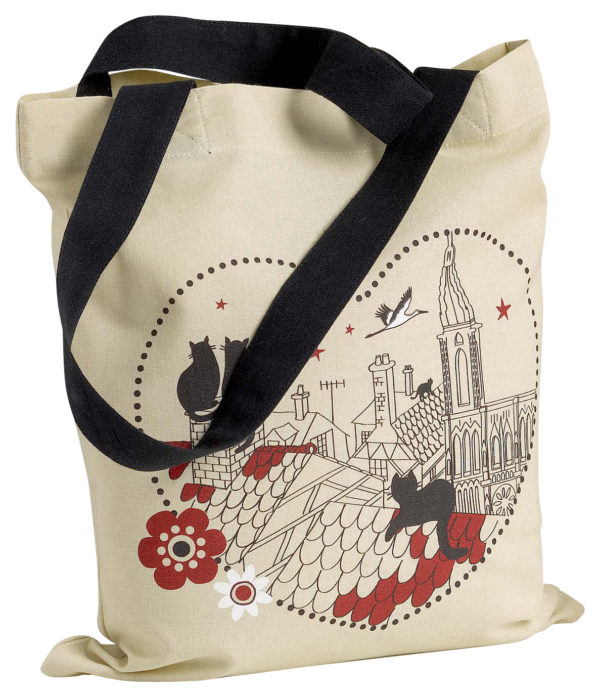 Sac Chats Coeur Beige 40 x 35 Cabas La Vallée du blanc