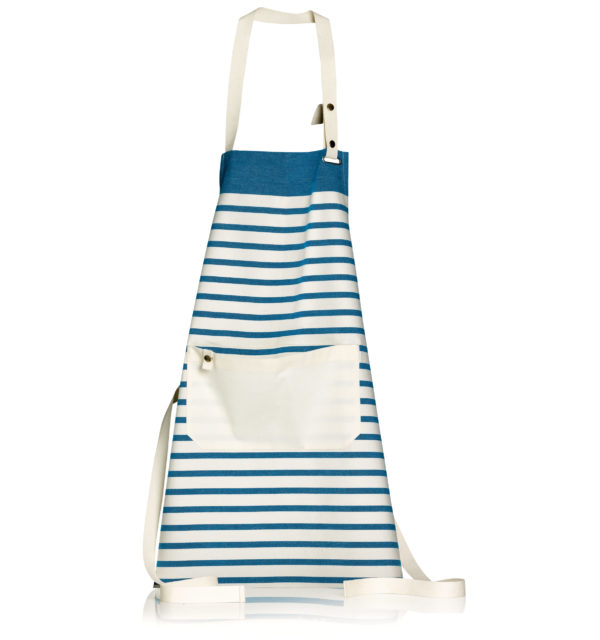 Tablier de cuisine Nalou Ivoire/bleu 72 x 75 Tabliers La Vallée du blanc