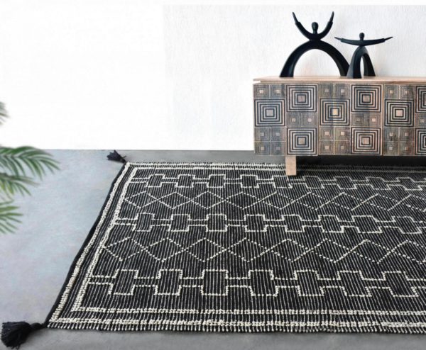 Tapis Gimie Charbon/ivoire 120 x 180 Tapis La Vallée du blanc