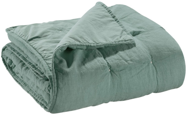 Chemin de lit stonewashed Zeff Vert de gris 90 x 240 Chemins de lit La Vallée du blanc