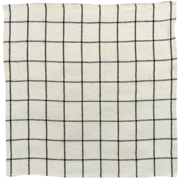 Serviette de table carreaux Karma Ecru/noir 50 x 50 Serviettes de table La Vallée du blanc