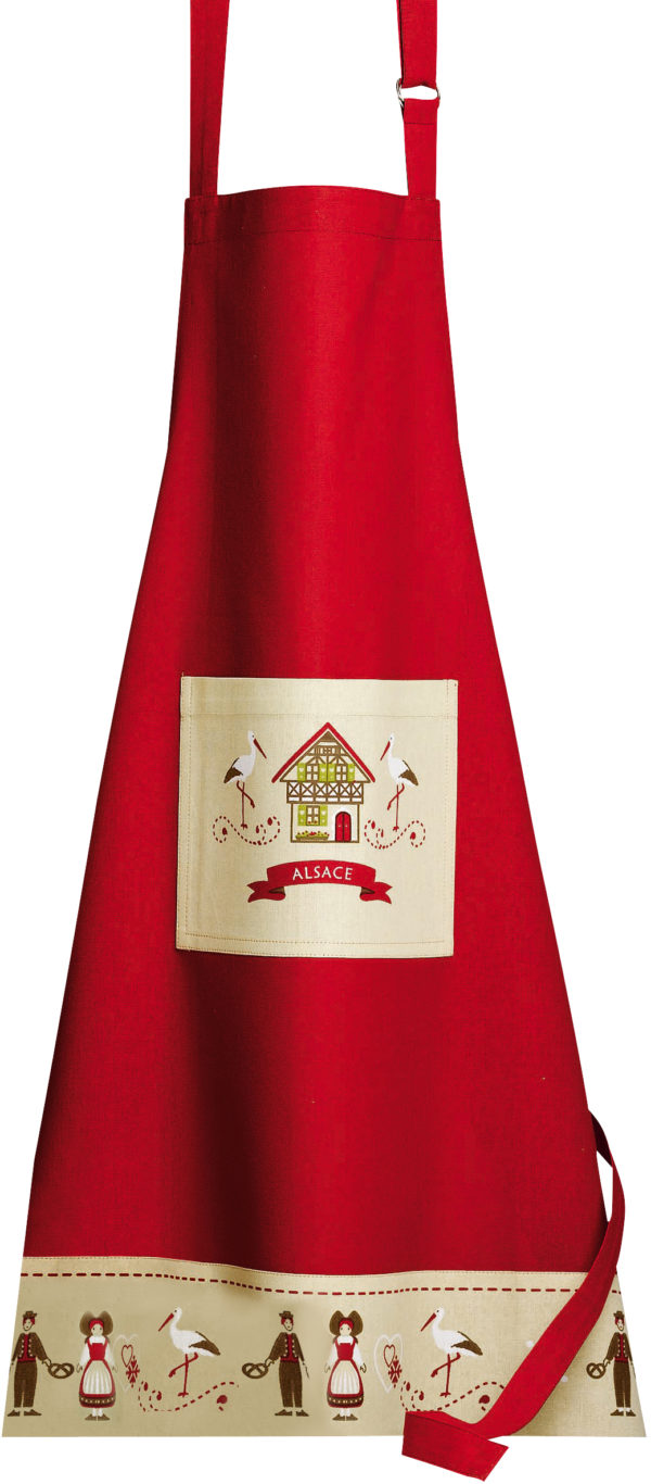 Tablier de cuisine Hisla Rouge/Ecru 72 x 85 Tabliers La Vallée du blanc