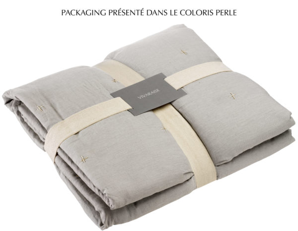 Jeté uni Nala Perle 180 x 260 Jetés de lit La Vallée du blanc