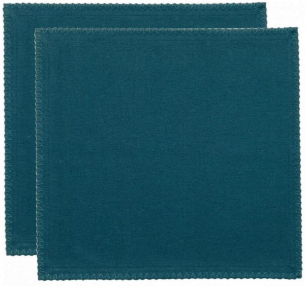 Lot de 2 serviettes de table recyclées Delia Paon 41 x 41 Serviettes de table La Vallée du blanc