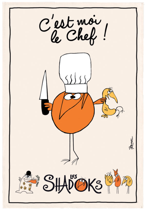 Torchon Shadoks Grand chef Ecru 48 x 72 Torchons La Vallée du blanc