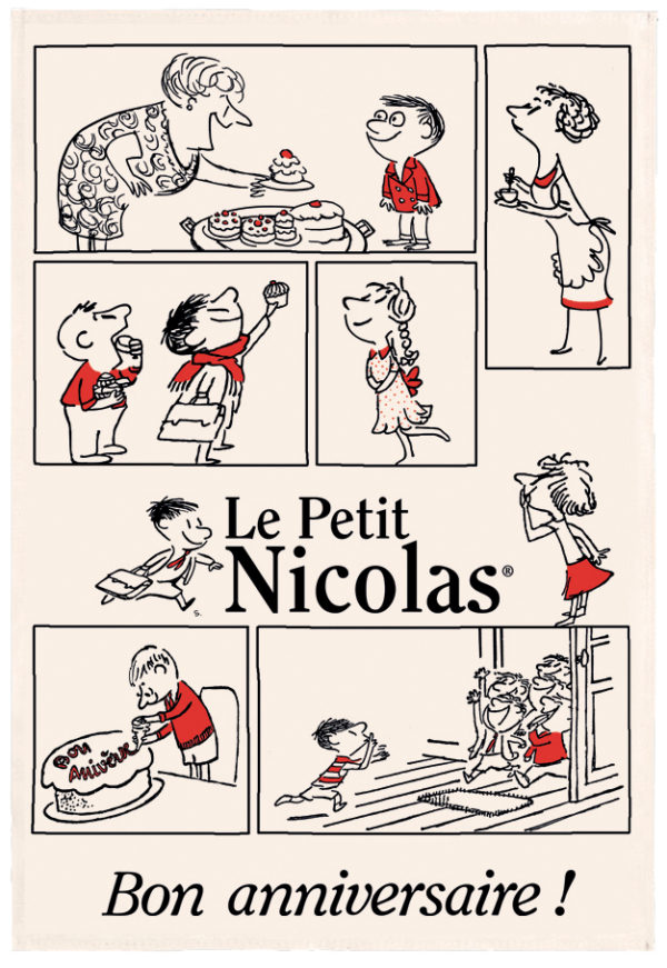 Torchon Petit Nicolas L’anniversaire Ecru 48 x 72 Torchons La Vallée du blanc