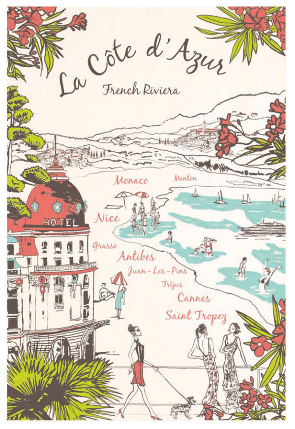 Torchon Cote d’Azur 72 X 48 Torchons La Vallée du blanc