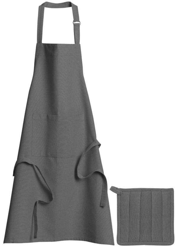 Lot Tablier de cuisine et manique Dona recyclé Ombre 85 x 72 Tabliers La Vallée du blanc