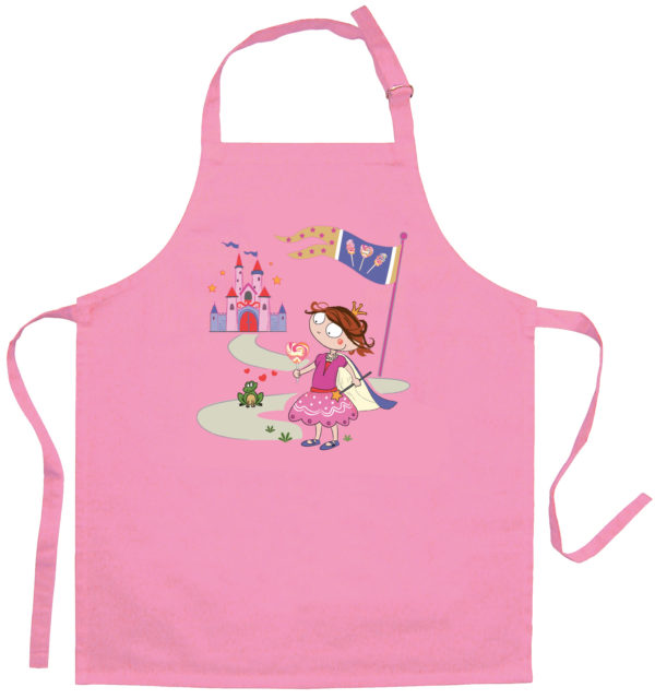 Tablier de cuisine enfant Princesse et grenouille recyclé Rose 52 x 63 Tabliers La Vallée du blanc
