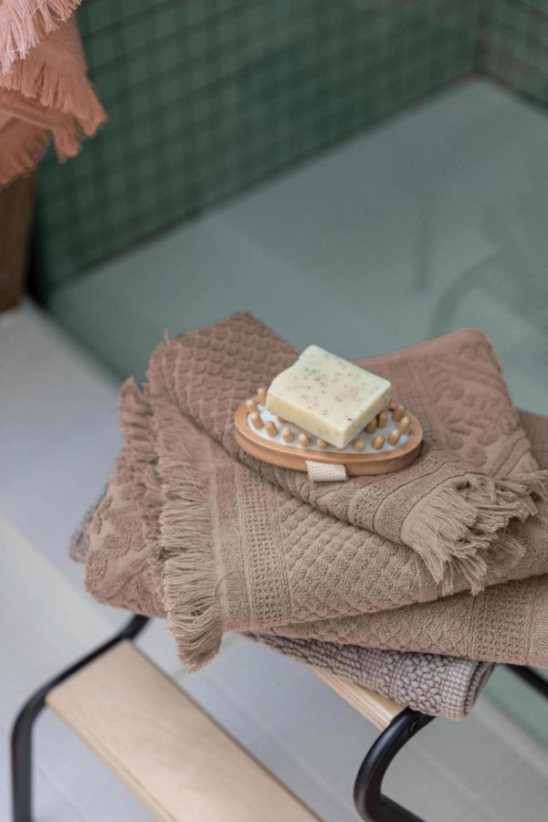 Drap de douche uni Zoe Chamois 70 x 140 Draps de douche La Vallée du blanc