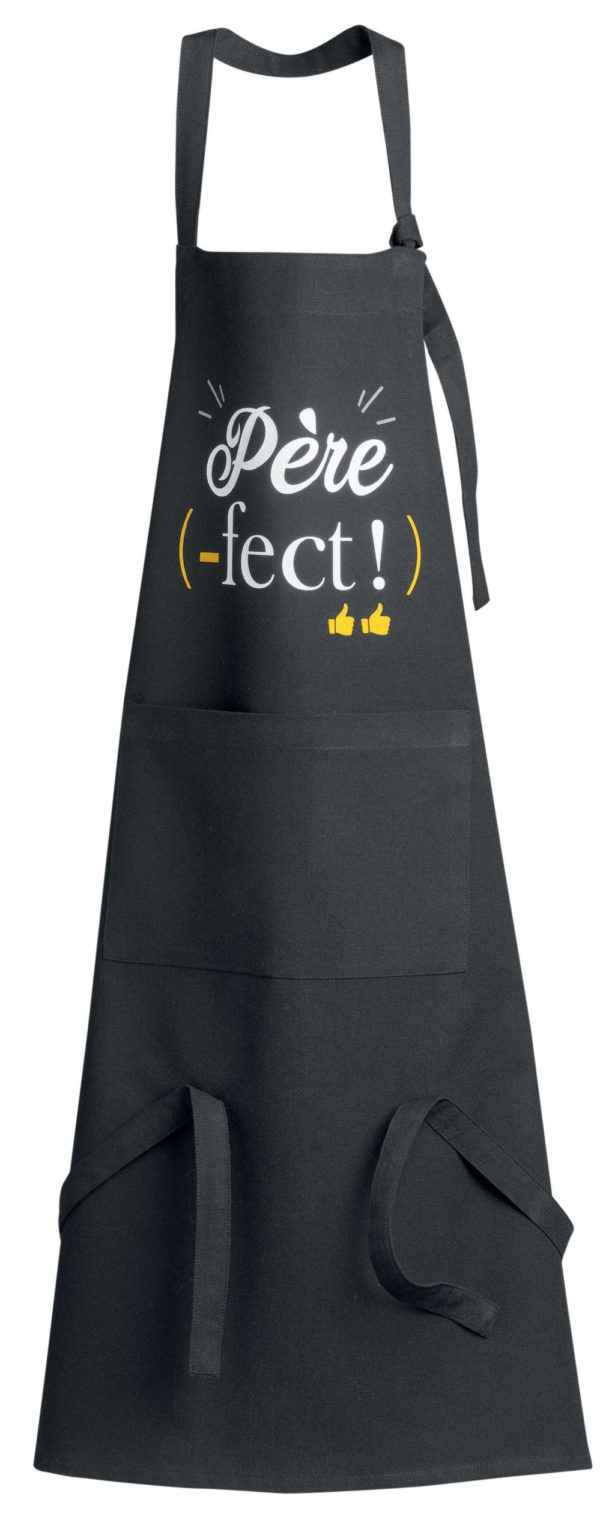 Tablier de cuisine Père-fect recyclé Noir 72 x 90 Tabliers La Vallée du blanc