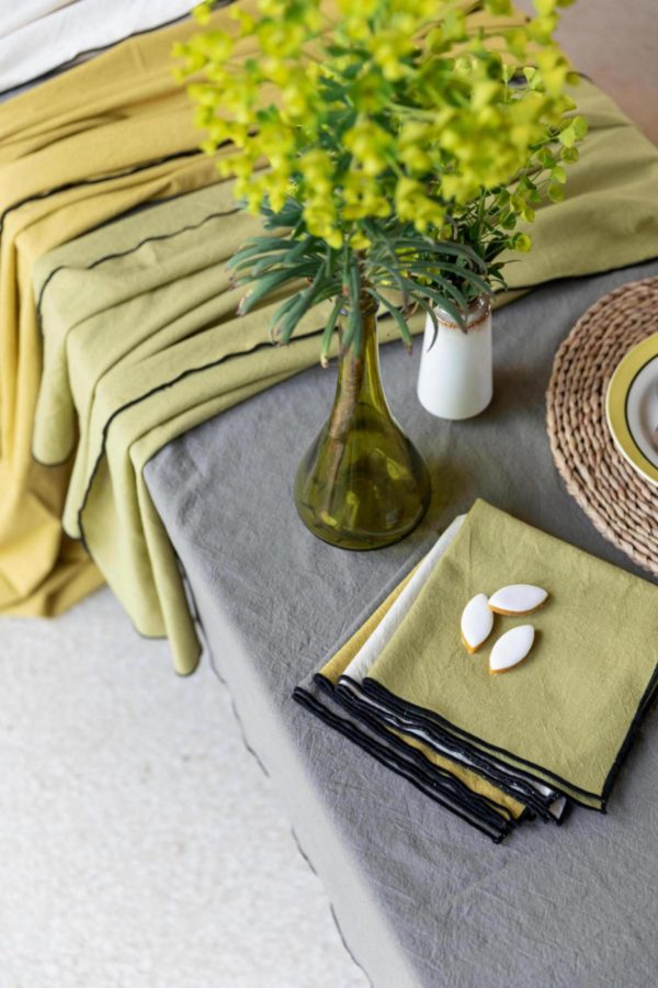 Nappe recyclée Grace Ficelle 140 x 140 Nappes La Vallée du blanc
