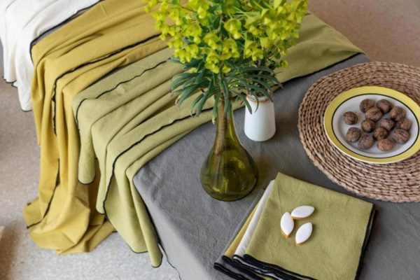 Nappe recyclée Grace Ficelle 140 x 140 Nappes La Vallée du blanc