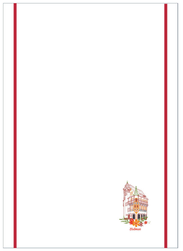 Torchon nid d’abeilles recyclé Maison Pfister Blanc/rouge 50 x 70 Torchons La Vallée du blanc