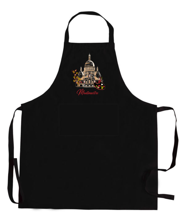 Tablier de cuisine recyclé Montmartre avec poche Noir 85 x 72 Tabliers La Vallée du blanc