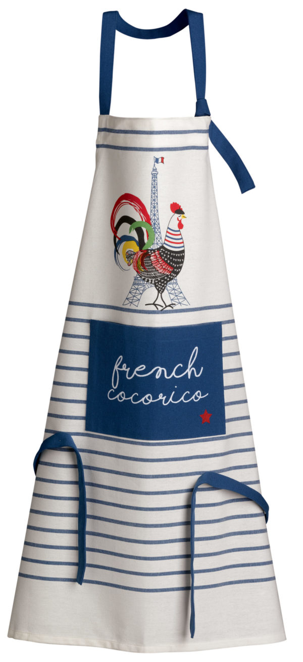 Tablier de cuisine recyclé French Cocorico Ecru/bleu 85 x 72 Tabliers La Vallée du blanc