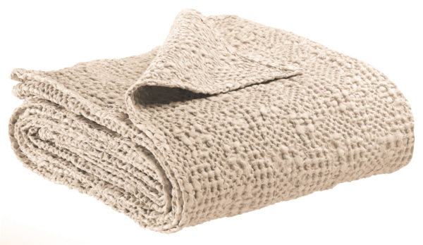 Jeté stonewashed Tana Crème 180 x 260 Jetés de lit La Vallée du blanc