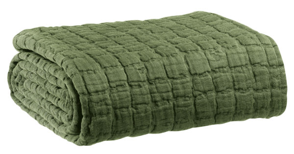 Couvre-lit stonewashed Swami Olive 240 x 260 Couvre-lits La Vallée du blanc
