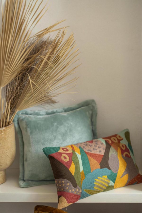 Coussin brodé Izel Minéral 30 x 50 Coussins La Vallée du blanc
