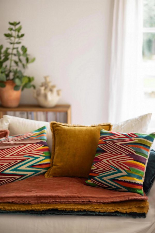 Coussin uni Fara Safran 45 x 45 Coussins La Vallée du blanc