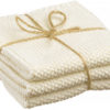 Lot de 3 essuie-mains tricotés Izan recyclés Ecru 25 x 25
